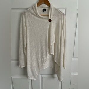 bobeau Wood Button Off White Shawl Size M